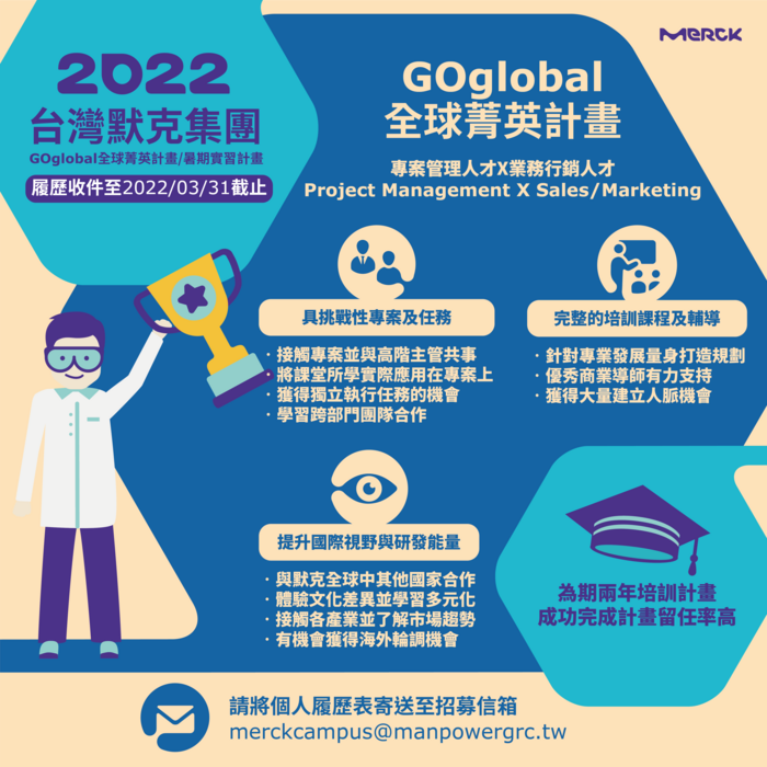 [徵才說明會Recruitment orientation] 2022年企業徵才說明會神秘加場(0407台灣默克集團)，3/23中午12：00起開始報名~(另開新視窗/png檔)圖片