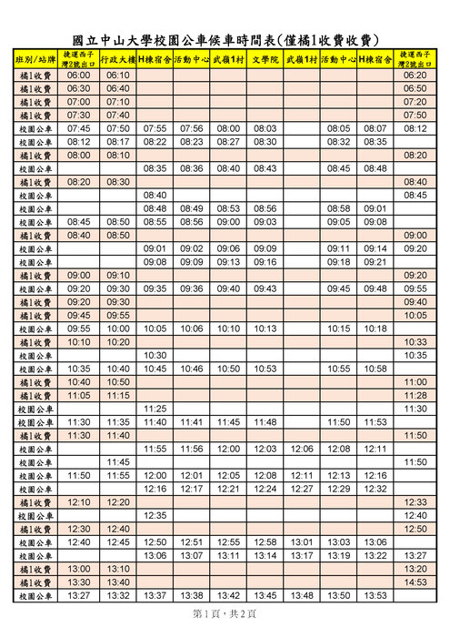 [總務處訊息]校園公車武嶺路口(往文學院道路)站牌改至武嶺一村宿舍(米羅餐廳後方)，請同學進出武嶺減速慢行注意公車與交通安全。(另開新視窗/jpg檔)圖片